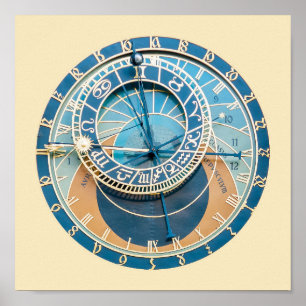 Closeup on Prague Astronomical Clock, Czech R. Poster