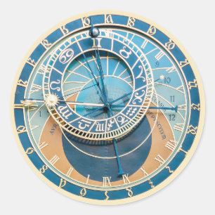 Closeup on Prague Astronomical Clock, Czech R. Ronde Sticker