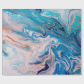 Closeup van gemengde blauwe en witte abstracte mar cadeaupapier (Vlak)