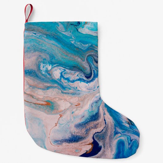 Closeup van gemengde blauwe en witte abstracte mar kleine kerstsok (Voorkant)