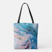 Closeup van gemengde blauwe en witte abstracte mar tote bag (Achterkant)