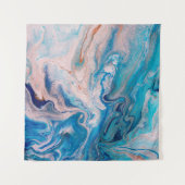 Closeup van gemengde blauwe en witte abstracte mar wandkleed (Voorkant (horizontaal))