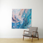Closeup van gemengde blauwe en witte abstracte mar wandkleed (In Situ (horizontaal))