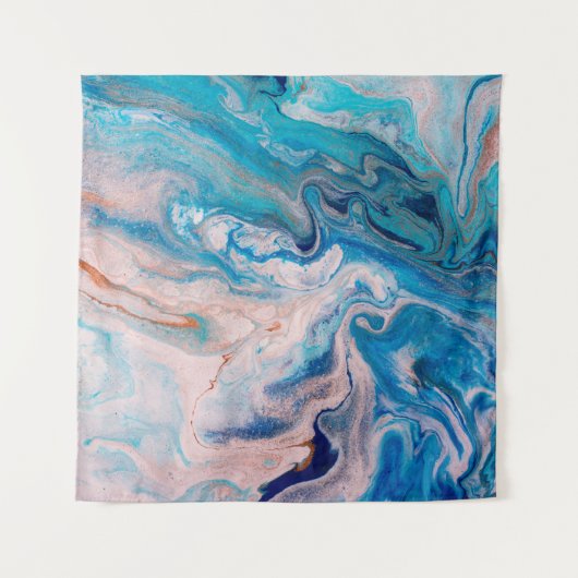 Closeup van gemengde blauwe en witte abstracte mar wandkleed (Voorkant)