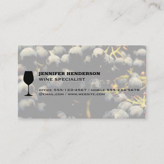 Closeup Wine Grapes | Glaspictogram Visitekaartje (Achterkant)