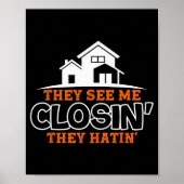 Closing S Like A Boss Real Estate Funny Realtor  Poster (Voorkant)