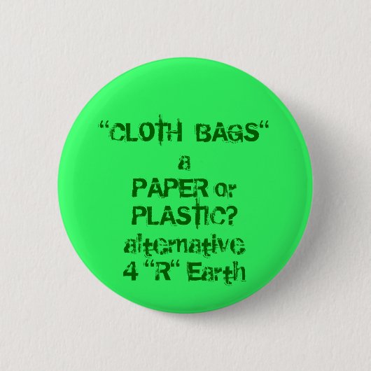 "CLOTH BAGS" vs. papier of plastic Ronde Button 5,7 Cm (Voorkant)