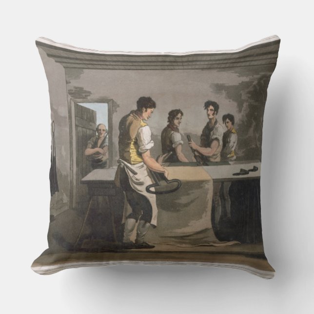 Cloth Dressers uit 'Costume of Yorkshire' engrav Kussen (Voorkant)