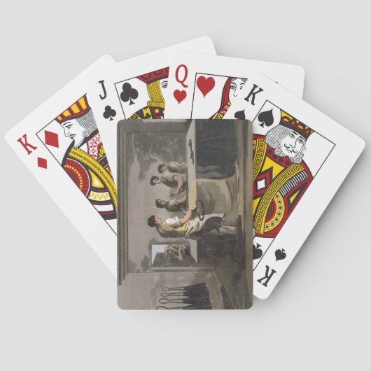 Cloth Dressers uit 'Costume of Yorkshire' engrav Speelkaarten (Achterkant)