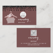 Cloth Hanger Dress Mode Shop Roos Drip Logo QR Visitekaartje (Voorkant / Achterkant)