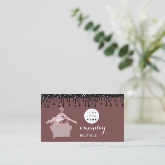 Cloth Hanger Dress Mode Shop Roos Drip Logo QR Visitekaartje (Staand voorkant)