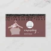 Cloth Hanger Dress Mode Shop Roos Drip Logo QR Visitekaartje (Voorkant)