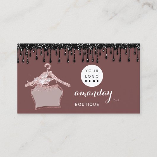 Cloth Hanger Dress Mode Shop Roos Drip Logo QR Visitekaartje (Voorkant)