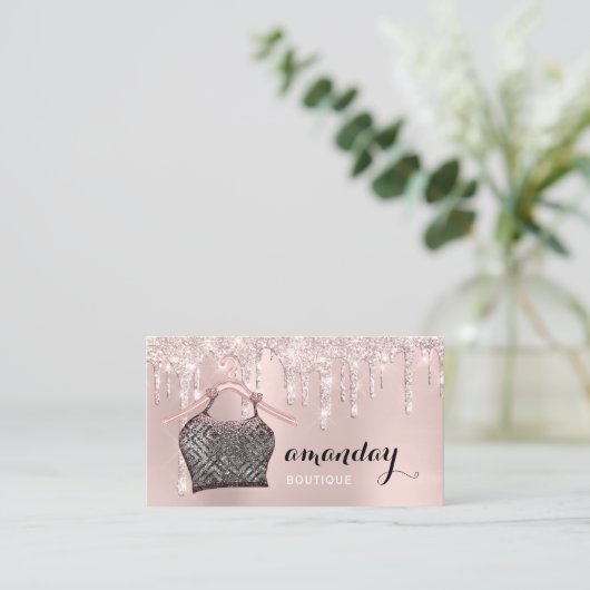 Cloth Hanger Dress Mode Shop Roos QR CODE Visitekaartje (Staand voorkant)