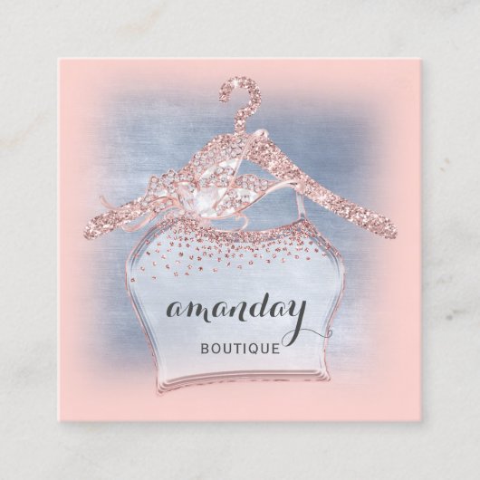 Cloth Hanger Mode Shop Blue Roos Diamond Vierkante Visitekaartje (Voorkant)