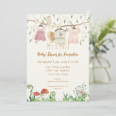 Clotheline Cottcore Bossen Paddenstoelen Girl Kaart (Staand voorkant)