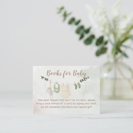 Clothes on a line boho baby shower book request informatiekaartje (Staand voorkant)