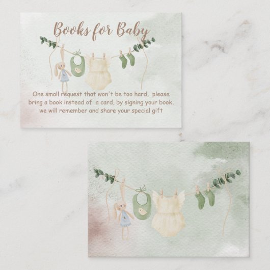 Clothes on a line boho baby shower book request informatiekaartje (Voorkant / Achterkant)