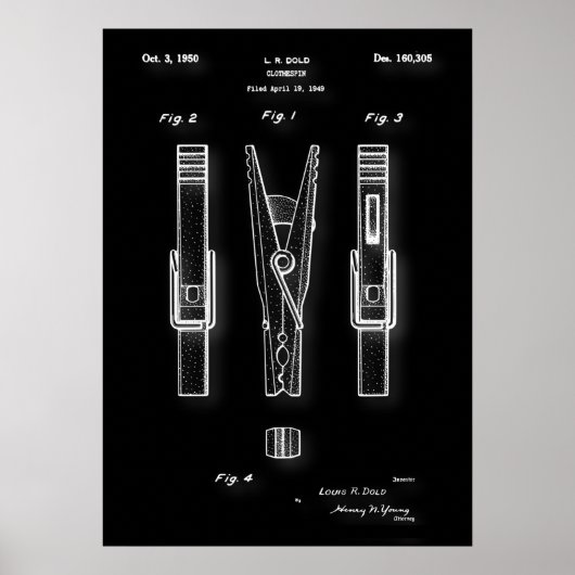 Clothes Pin Patent Poster (Voorkant)