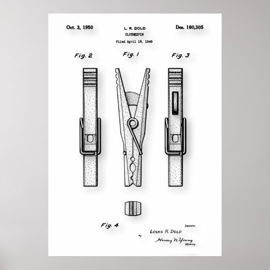 Clothes Pin Patent Poster (Voorkant)