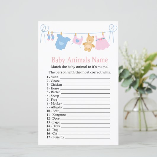 Clothesline Baby Animals Name Game (Staand voorkant)