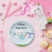 Clothesline Baby Boy Douche Papier Borden Papieren Bordje (Feest)