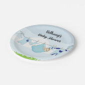 Clothesline Baby Boy Douche Papier Borden Papieren Bordje (Gekanteld)