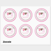 Clothesline Baby Meisje CIRCLE Custom Favor Sticke Ronde Sticker (Vel)