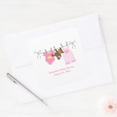 Clothesline Baby Meisje VIERKANT Custom Favor Stic Vierkante Sticker (Envelop)