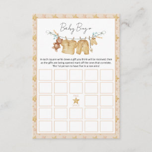 Clothesline Baby shower Bingo Game Kaart