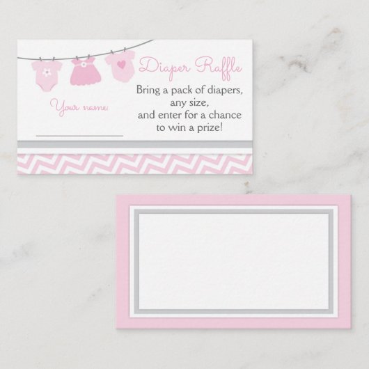 Clothesline Baby shower Luier Raffle Ticket Informatiekaartje (Voorkant / Achterkant)