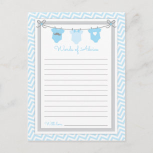 Clothesline Baby shower Woorden van advies blauw-g Briefkaart