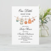 Clothesline Basketball baby shower invitation Kaart (Staand voorkant)