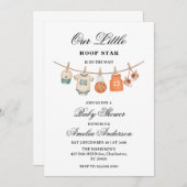 Clothesline Basketball baby shower invitation Kaart (Voorkant / Achterkant)