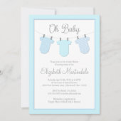 Clothesline Blue Baby Shower-uitnodiging Kaart (Voorkant)