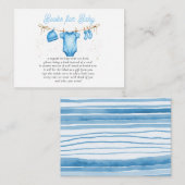 Clothesline Blue Boy Baby Shower Book Request Informatiekaartje (Voorkant / Achterkant)