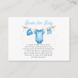 Clothesline Blue Boy Baby Shower Book Request  Informatiekaartje
