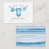 Clothesline Blue Boy Baby Shower Diaper Raffle Informatiekaartje (Voorkant / Achterkant)