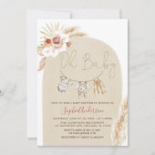 Clothesline Boho Pampas Grass Baby shower Kaart (Voorkant)