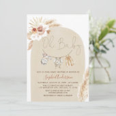 Clothesline Boho Pampas Grass Baby shower  Kaart (Staand voorkant)