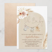 Clothesline Boho Pampas Grass Baby shower  Kaart (Voorkant / Achterkant)