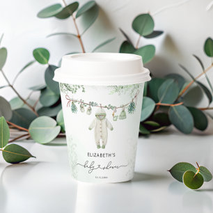 Clothesline Boho Sage Green Baby shower Papieren Bekers