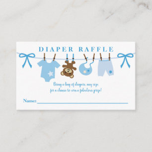 Clothesline Boy Baby shower Diaper Raffle Informatiekaartje