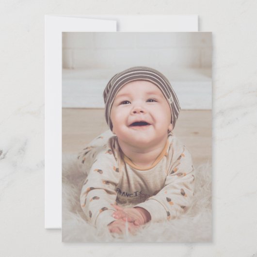 Clothesline Boy Name Photo Flat Announcement Kaart (Achterkant)