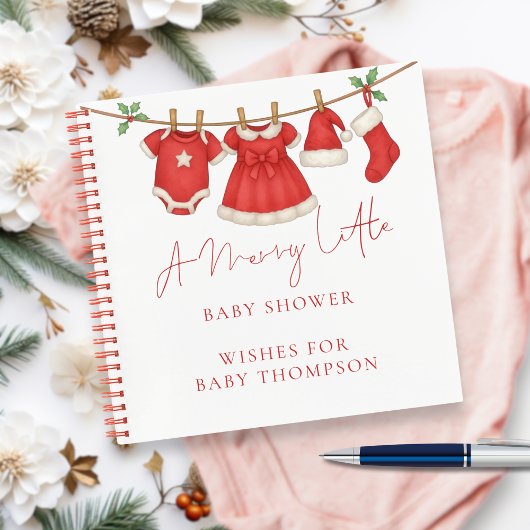 Clothesline Christmas Baby Shower Guest Book Notitieboek