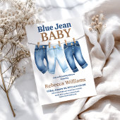 Clothesline Denim Boy Blue Jean Baby shower Kaart