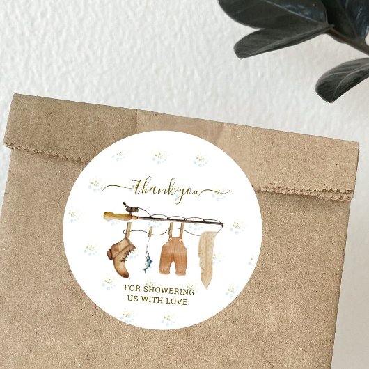 Clothesline Fisherman Derby Boy Baby shower Ronde Sticker