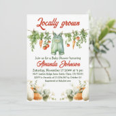 Clothesline Garden Theme Lokaal geteeld Baby showe Kaart (Staand voorkant)