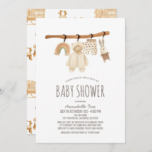 Clothesline Gender Neutral Drive-by Baby shower Kaart