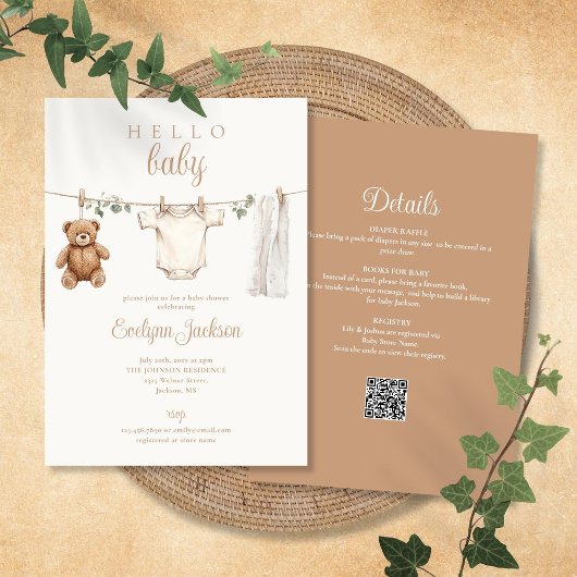 Clothesline Genderneutraal Baby shower alles in éé Kaart